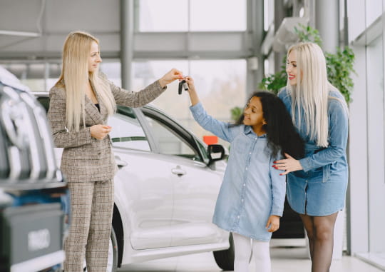 Woman buying a car